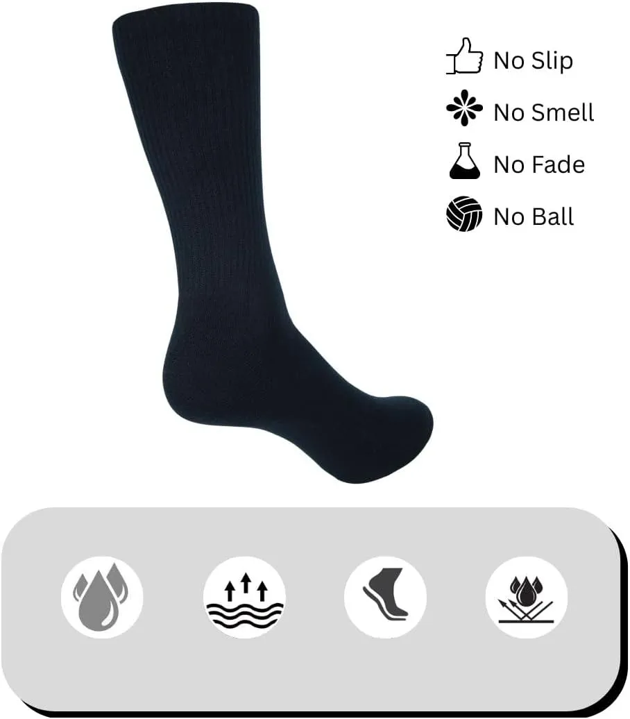 AJ DEZINES 4 Pack Mens Crew Socks Cushioned Athletic Sports Workout Moisture Wicking Socks