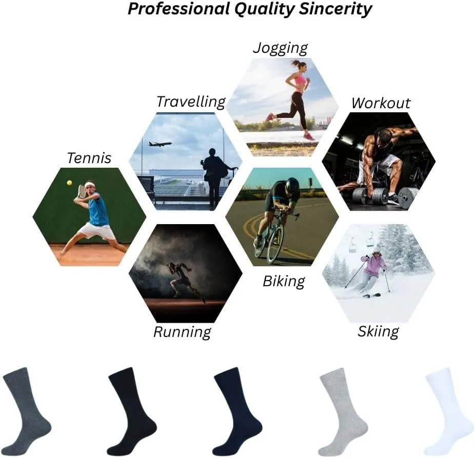 AJ DEZINES 4 Pack Mens Crew Socks Cushioned Athletic Sports Workout Moisture Wicking Socks