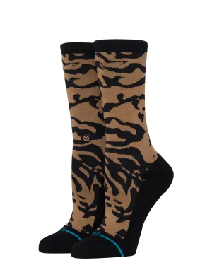 Animalistic Crew Socks in Black & Brown