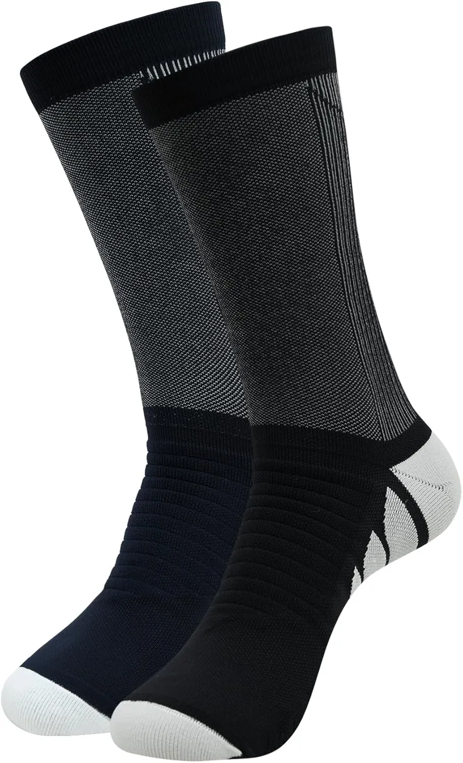 Athletic Collection Crew Length Sports socks for Men with Breathable Mesh Knit- Made with Cotton and Spandex- Pack of 2 (Free Size) (Navy, Black)