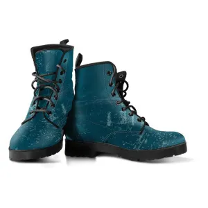 Dark Teal  Memory Foam Boots | All Season Lace Up Boots | Vegan Leather Combat Boot by Manifestie