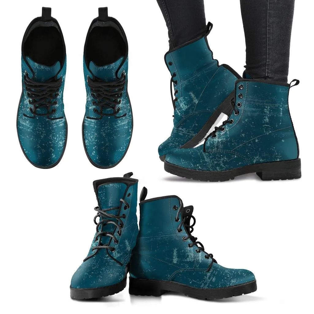 Dark Teal  Memory Foam Boots | All Season Lace Up Boots | Vegan Leather Combat Boot by Manifestie