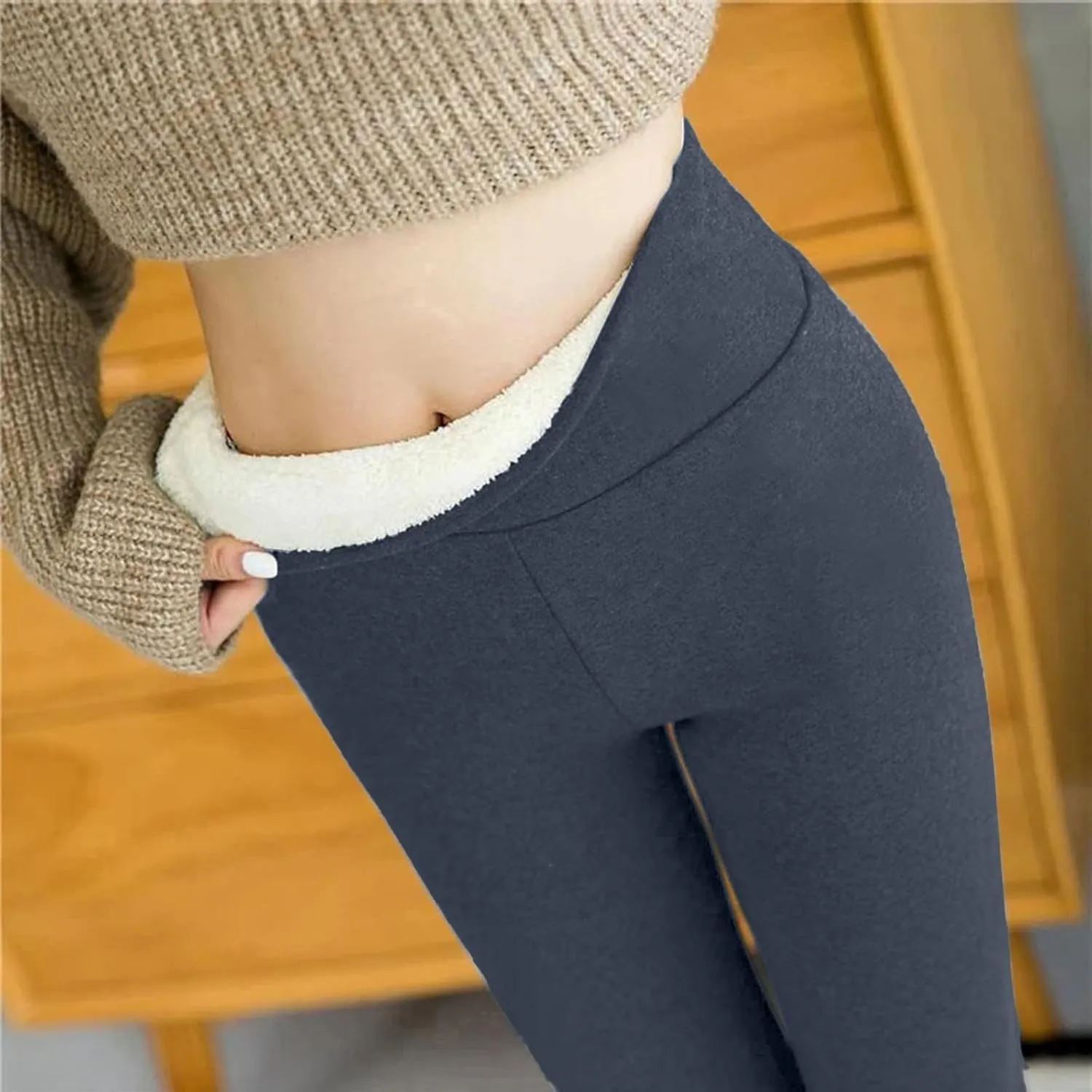 Fleece Lined Leggings Women High Waisted Warm Winter Thermal Yoga Pants Tummy Control Soft Tights for Hiking Workout