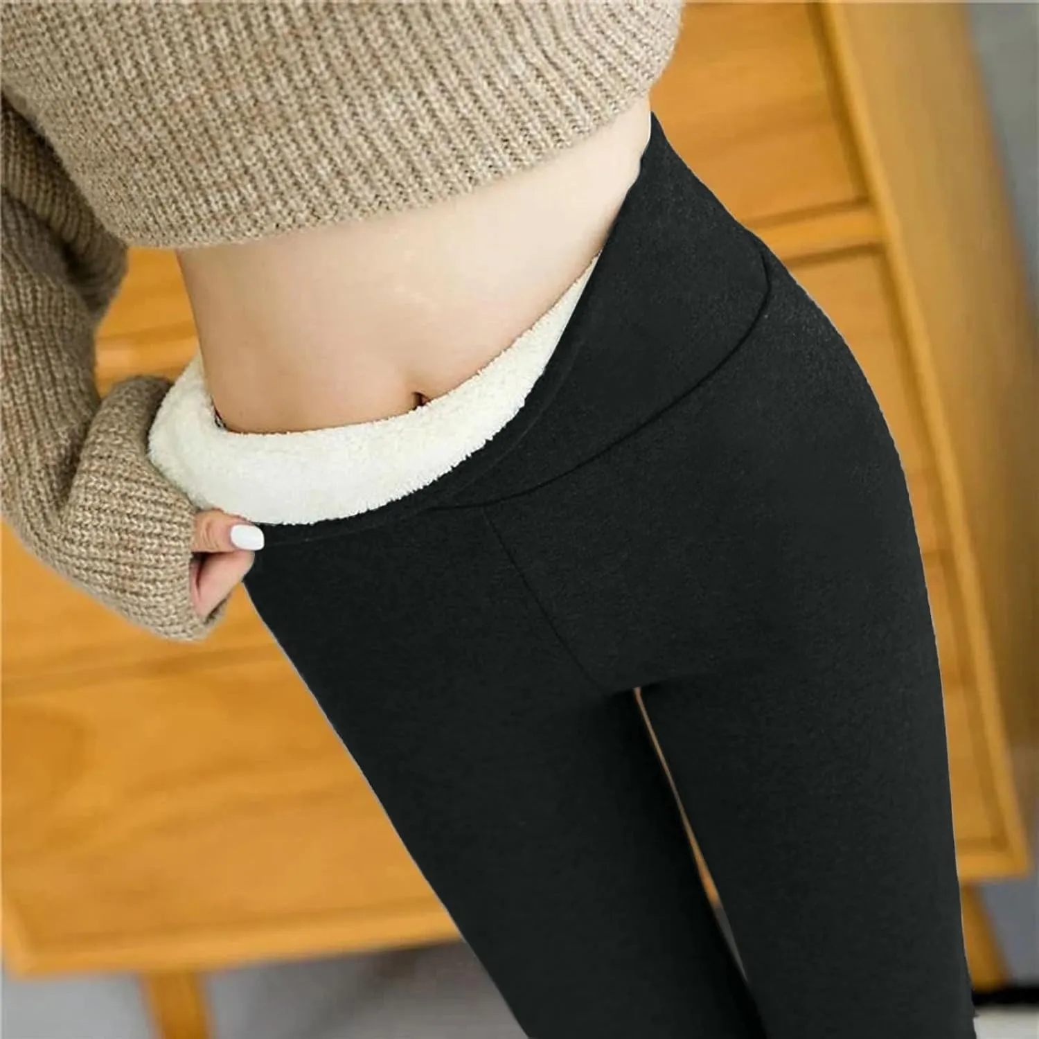 Fleece Lined Leggings Women High Waisted Warm Winter Thermal Yoga Pants Tummy Control Soft Tights for Hiking Workout