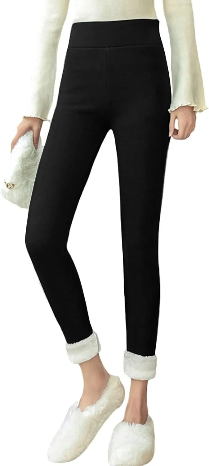 Fleece Lined Leggings Women High Waisted Warm Winter Thermal Yoga Pants Tummy Control Soft Tights for Hiking Workout