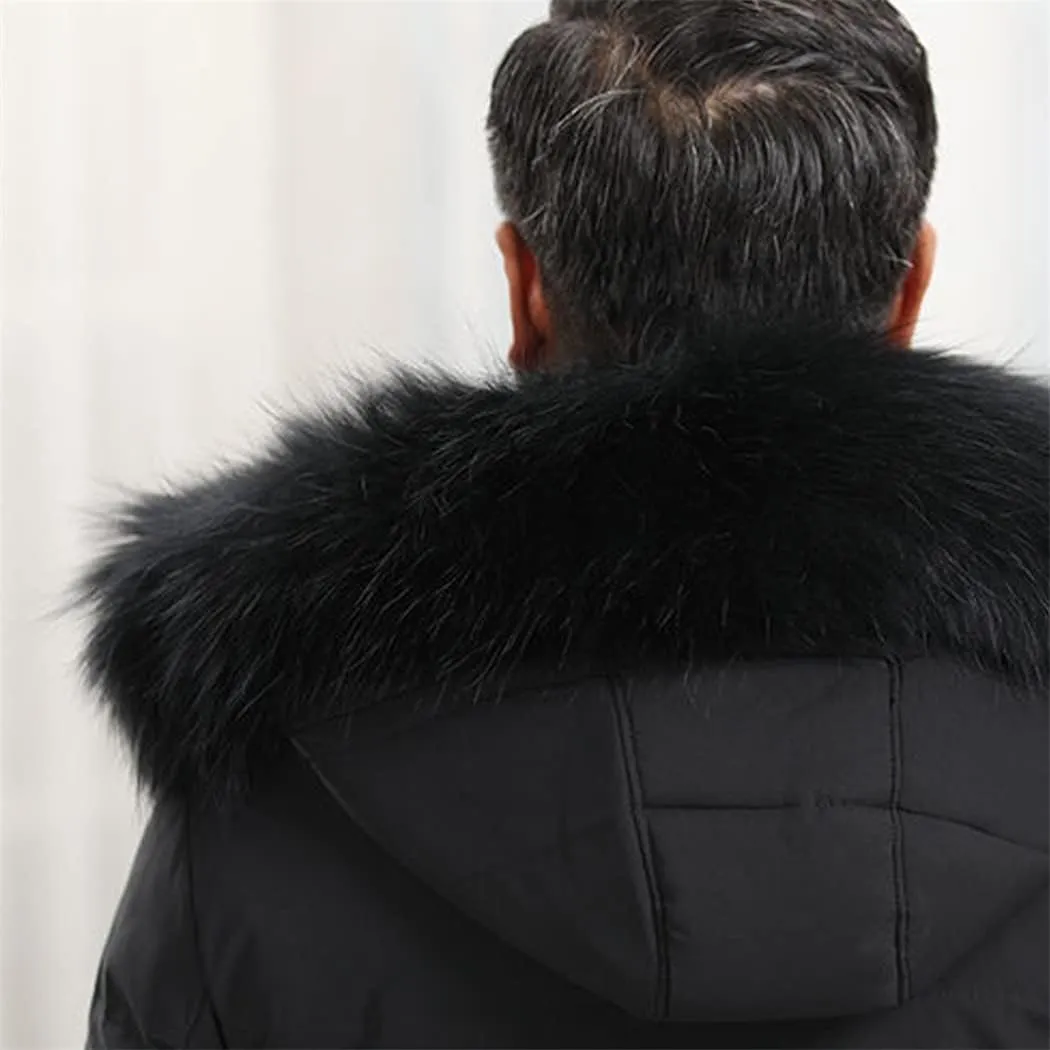 Haitpant Exte-Long Over-The-Knee Men's Down Jacket With Fur Hooded White Duck Down Jacket Winter Thick Warm Fleece Coat