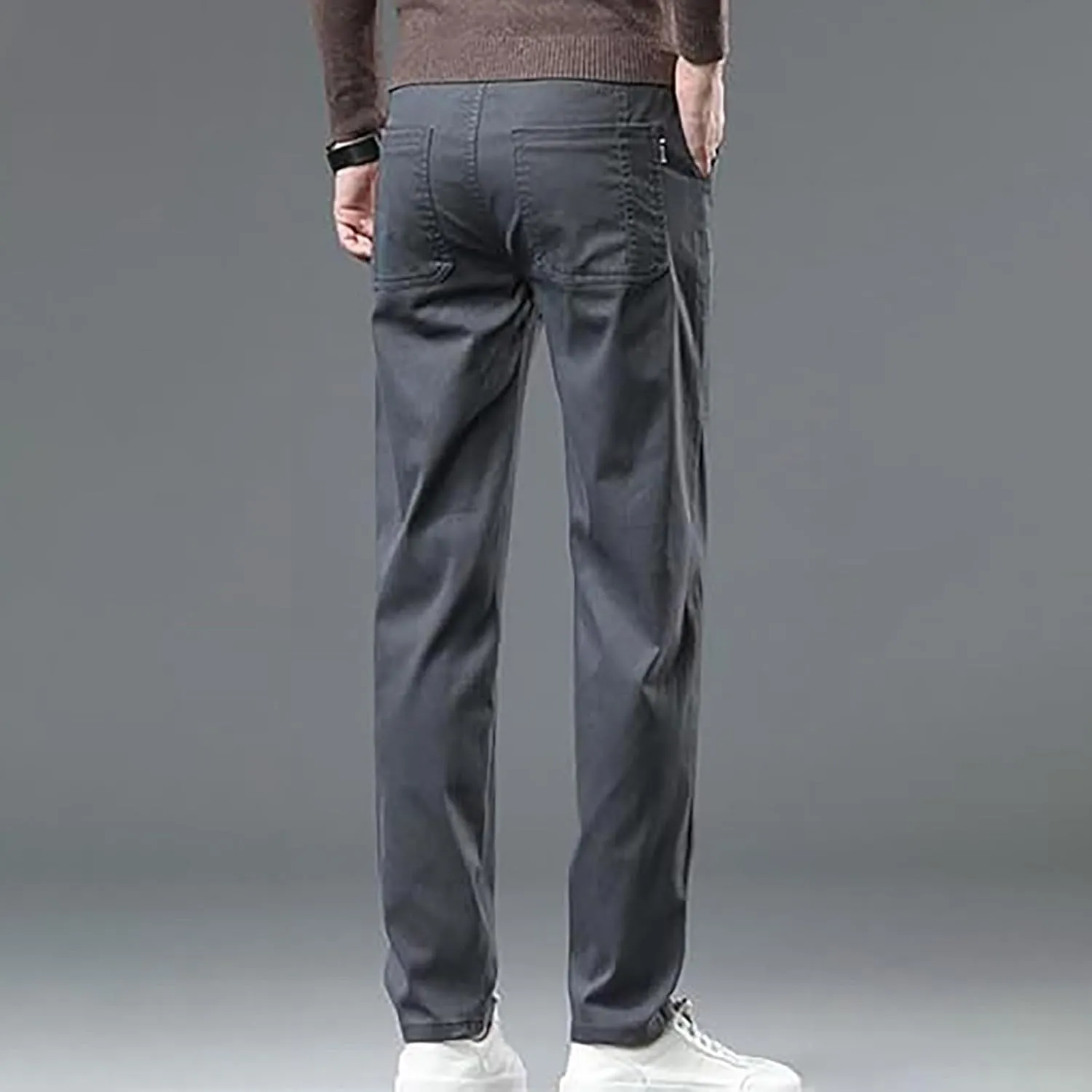 High Stretch Cargo Pants for Men Multi-Pocket Silm Fit Trousers Drawstring Straight Leg Durable Pants
