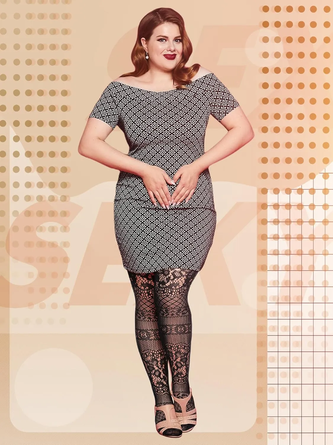 Jadive 6 Pairs Women Plus Size Fishnet Thigh High Stockings Suspender Garter Belt Lingerie Pantyhose Tights Fits XL-XXXXL