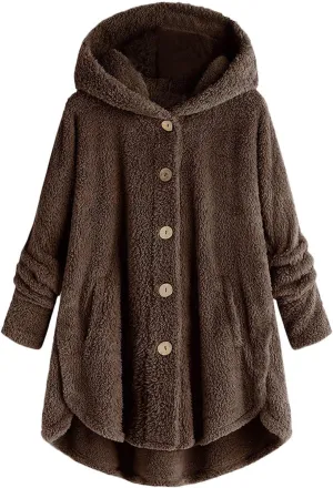 LCMTWX Women's Coats Basic Long Jacket Coat Trendy Color Block Winter Drawstring Hoodie Snow Coat Shaggy Warm Winter Fleece