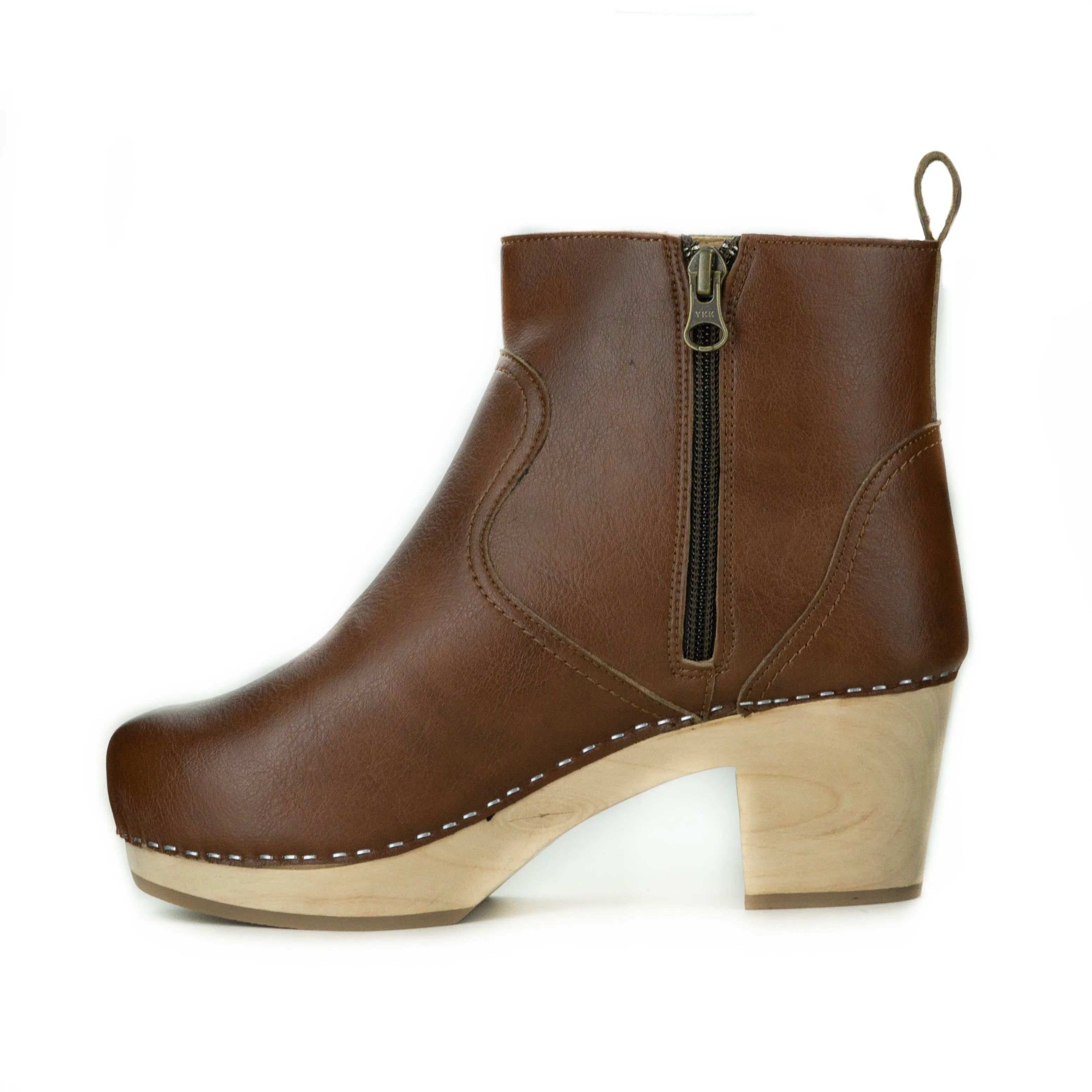 Womens Marlowe Tan Clog Boot by Novacas - Vegan Leather Ankle Boots