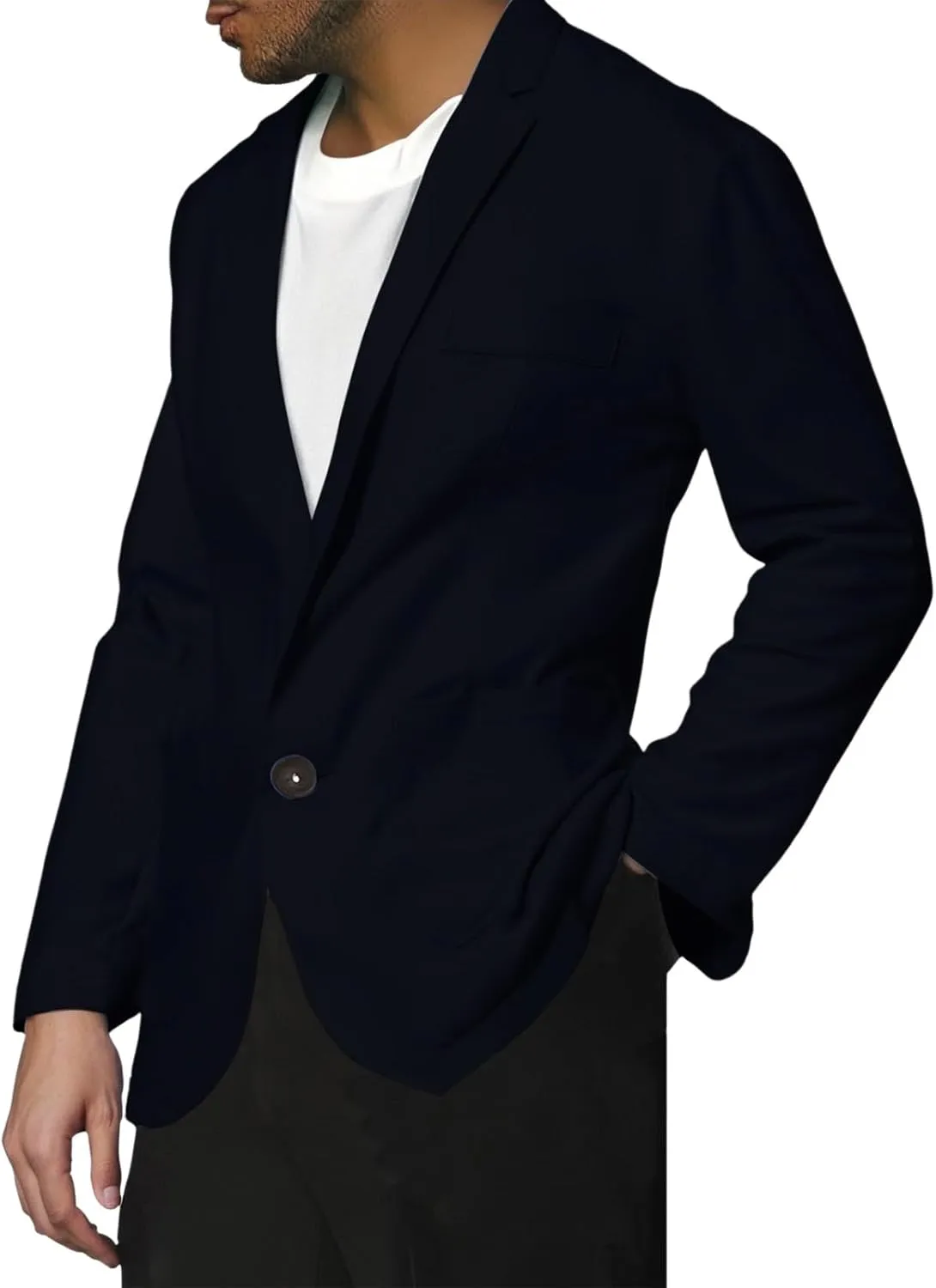 Men's Linen Cotton Casual Suits Blazer Jackets One Button Big and Tall Solid Lightweight Work Business Sports Coats