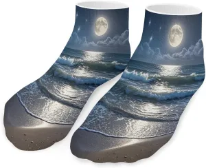 Night Ocean Socks Low Cut Ankle Short Sock Novelty Casual Invisible Liner Socks for Men Women