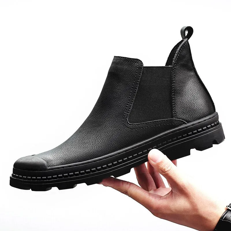 Plus Size 37-47 Winter Shoes Men Chelsea Boots Plush Fur Mens Boots Leather Footwear Mens Chelsea Boots sapato masculino zapatos