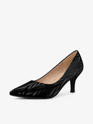Pointed Toe Leaves Print Slip on Kitten Heel Pumps