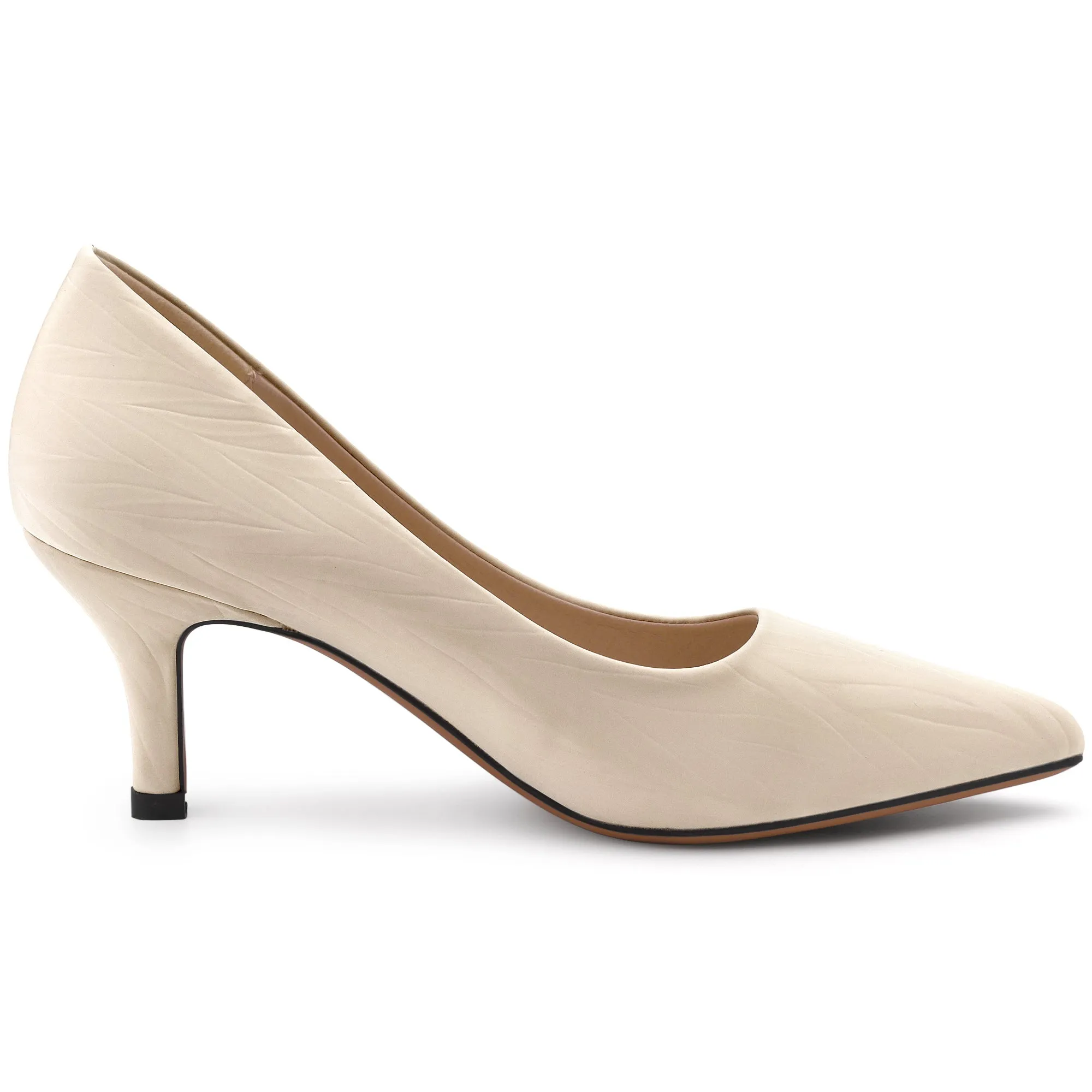 Pointed Toe Leaves Print Slip on Kitten Heel Pumps