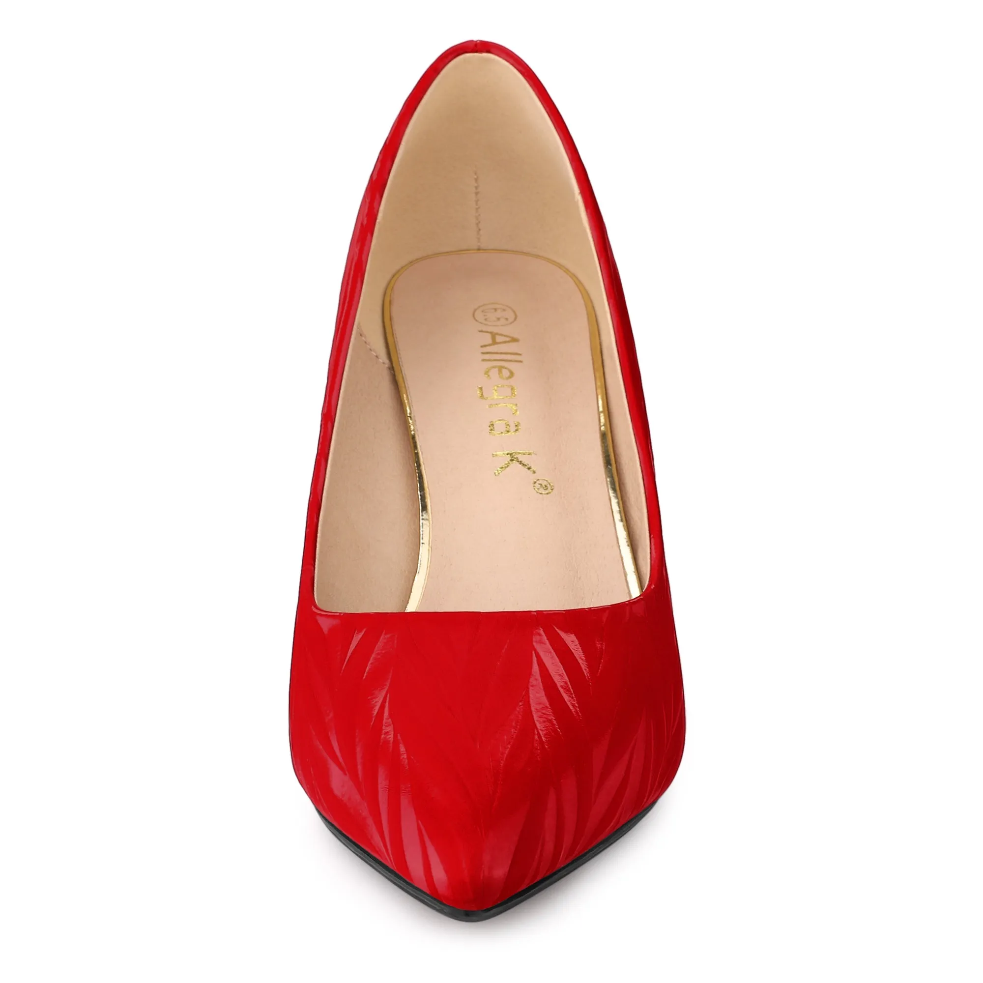 Pointed Toe Leaves Print Slip on Kitten Heel Pumps
