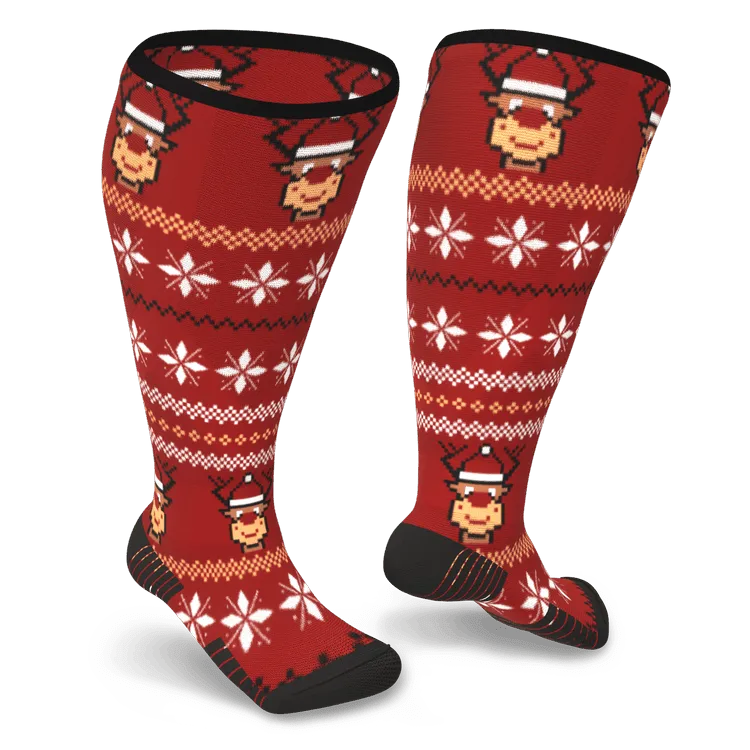 Red Rudolph Diabetic Compression Socks