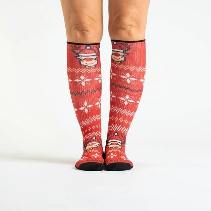 Red Rudolph Diabetic Compression Socks