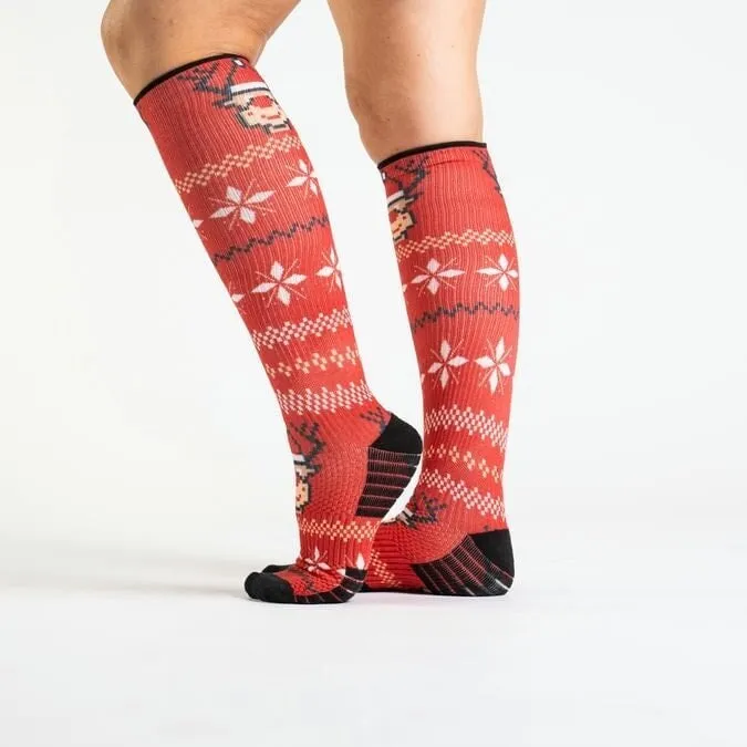 Red Rudolph Diabetic Compression Socks