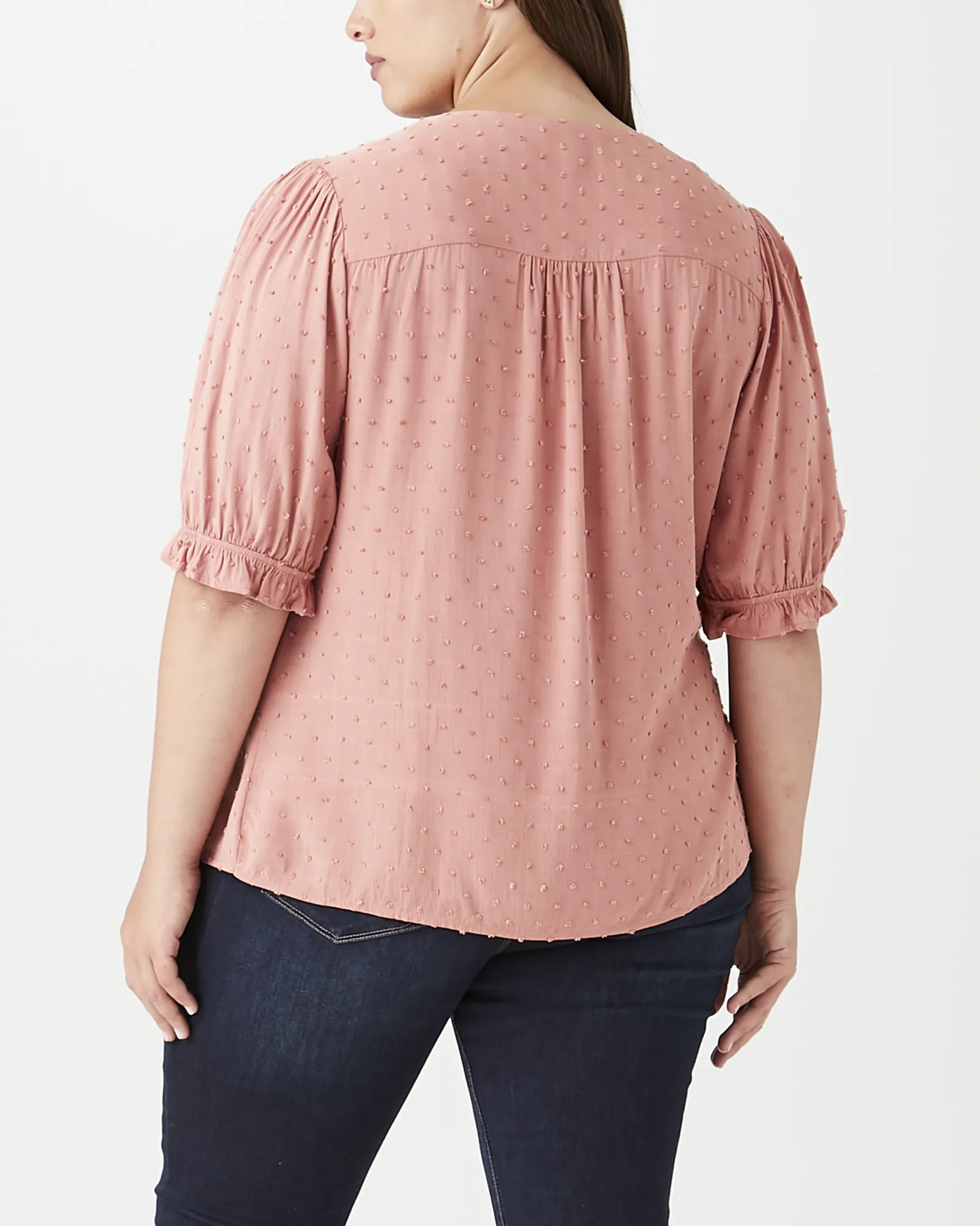 Sarah Ruffle-Sleeve Top | Mauve / Brown