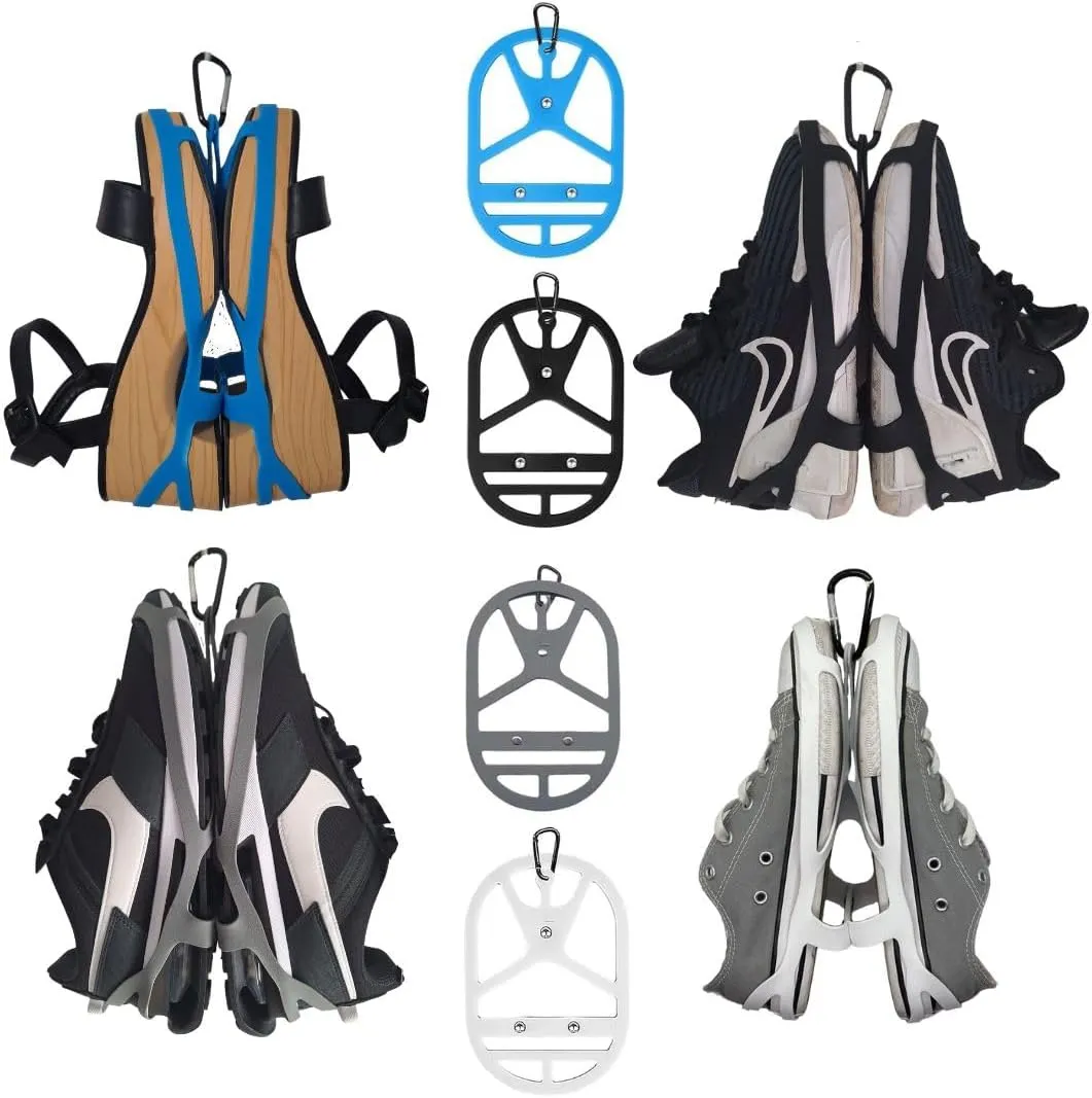 Shoe Holster For Backpack with Clip Hanger. Footwear Holster Holder with Clip for Sneakers, Cleats, Bowling, Soccer, Basket, Football, Travel, Outdoors, Sports, Yellow Neon Glow In the Dark, M,