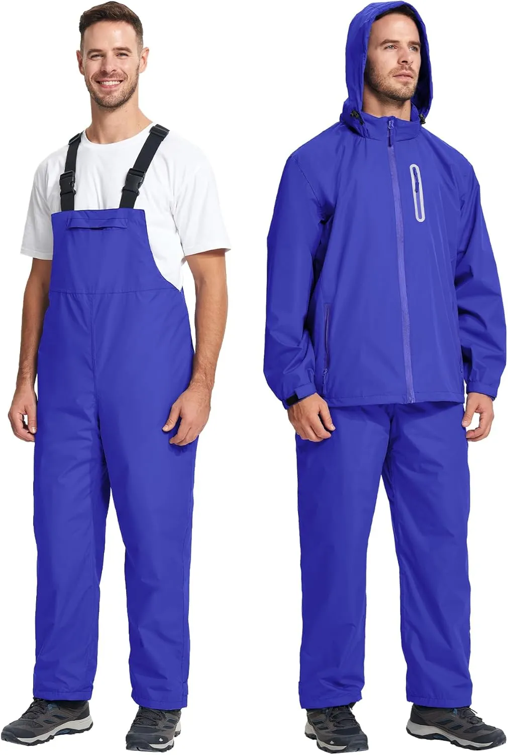 SWISSWELL Men's Heavy Duty Work Utility Rain Gear Suit Jacket and Rain Bibs Pants Waterproof for Fishing Sailing Boating