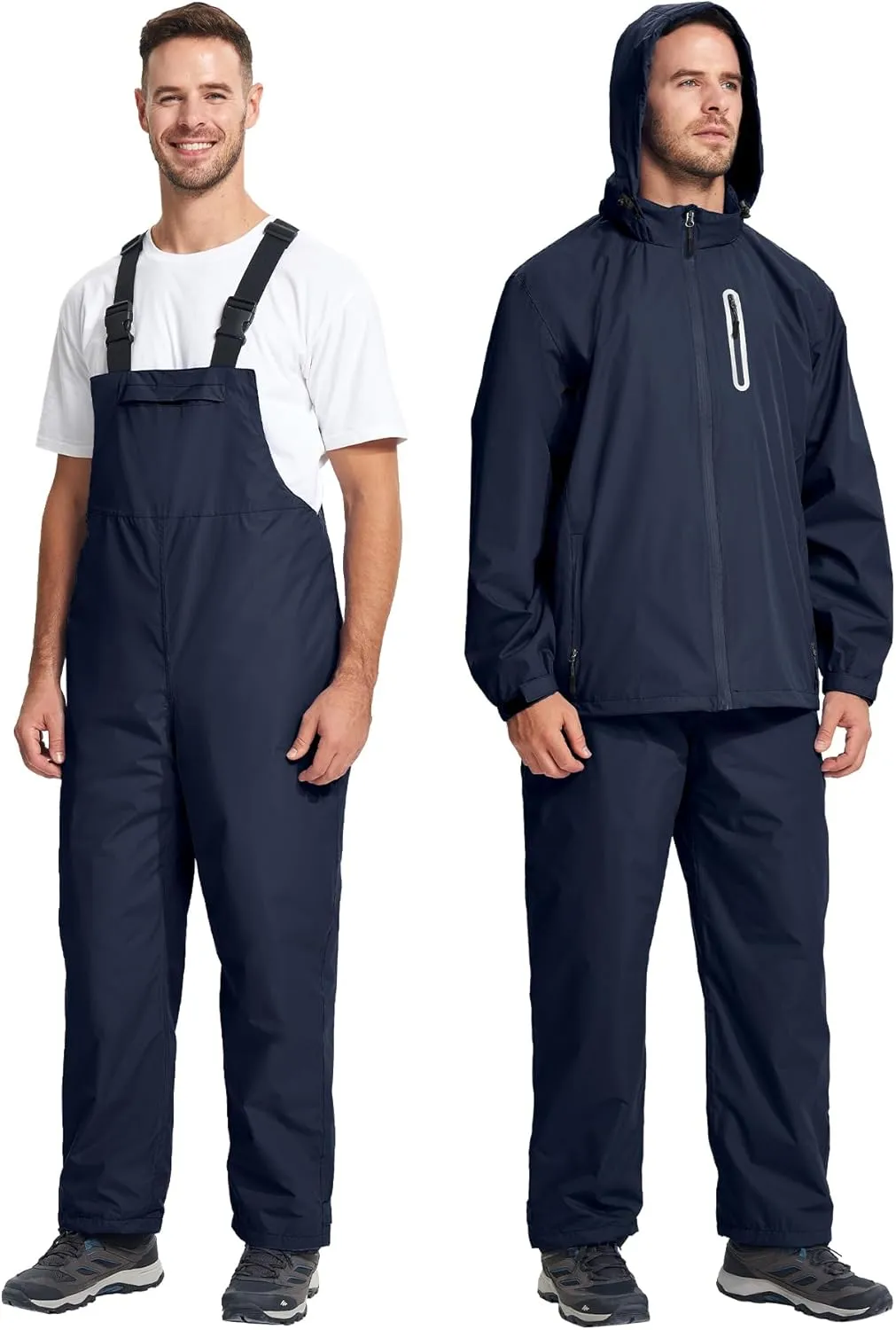 SWISSWELL Men's Heavy Duty Work Utility Rain Gear Suit Jacket and Rain Bibs Pants Waterproof for Fishing Sailing Boating