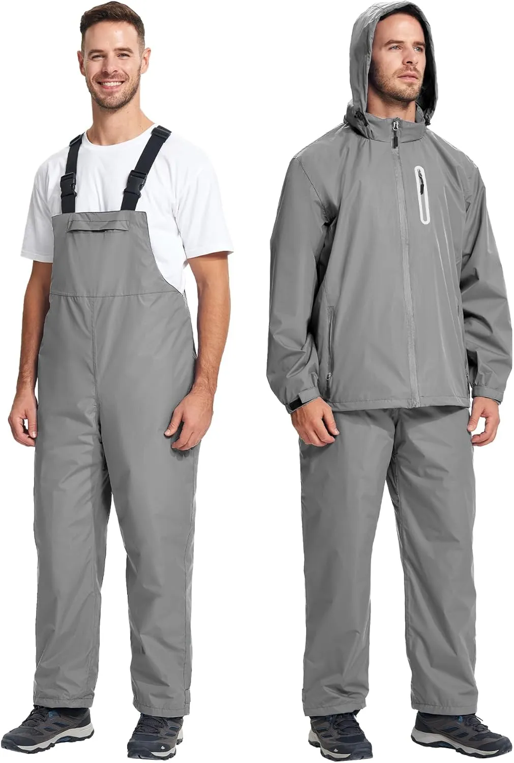 SWISSWELL Men's Heavy Duty Work Utility Rain Gear Suit Jacket and Rain Bibs Pants Waterproof for Fishing Sailing Boating